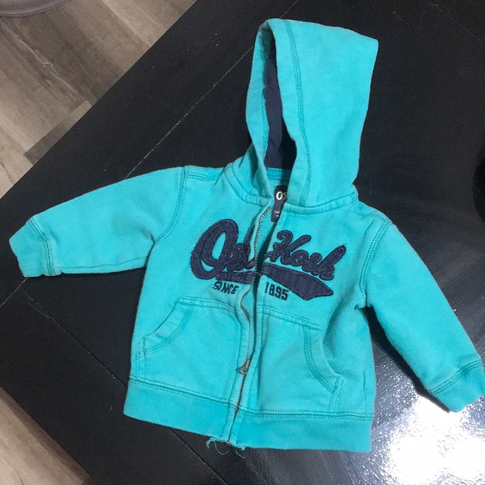 OshKosh B'gosh Teal Hooded Zip Jacket with Navy Logo